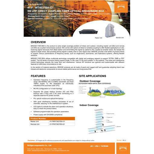  5W UHF DIRECT COUPLING FIBER OPTICAL BROADBAND BDA