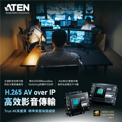 True 4K HDMI H.265 over IP 收發器 (VE8662)